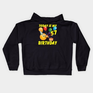 Emoji Shirt Today Is My 57th Birthday 57 Years Old Kids Hoodie